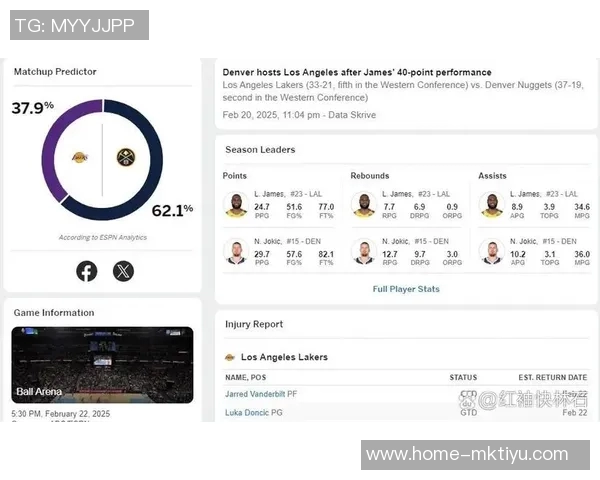 湖人对掘金比赛数据分析及关键球员表现总结